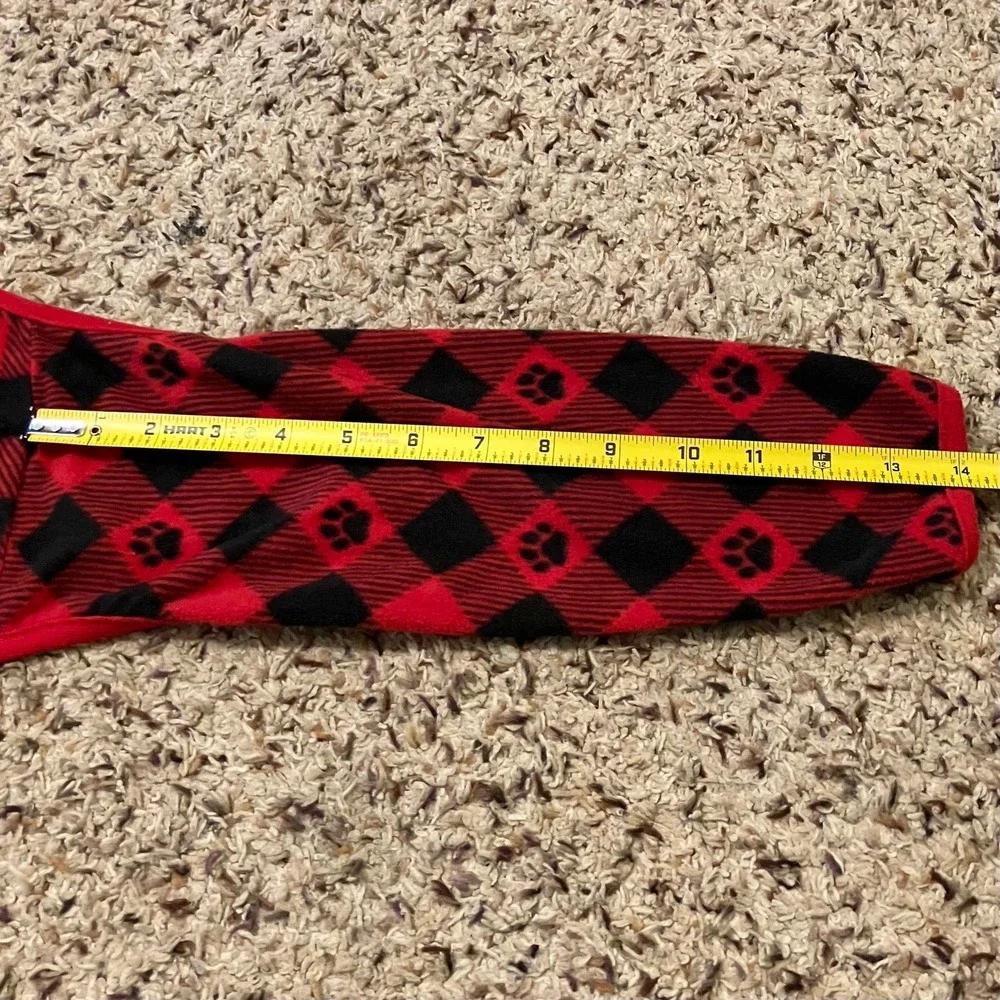 Merry & Bright holiday flapjack style dog pajamas red black buffalo check Sz L